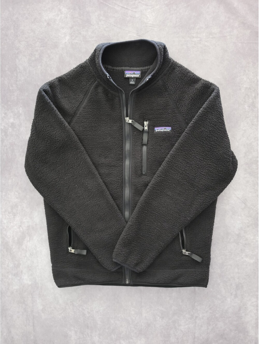 SKU0216 Patagonia Men's Small Black Full Zip Retro Pile Jacket Outdoor Sherpa